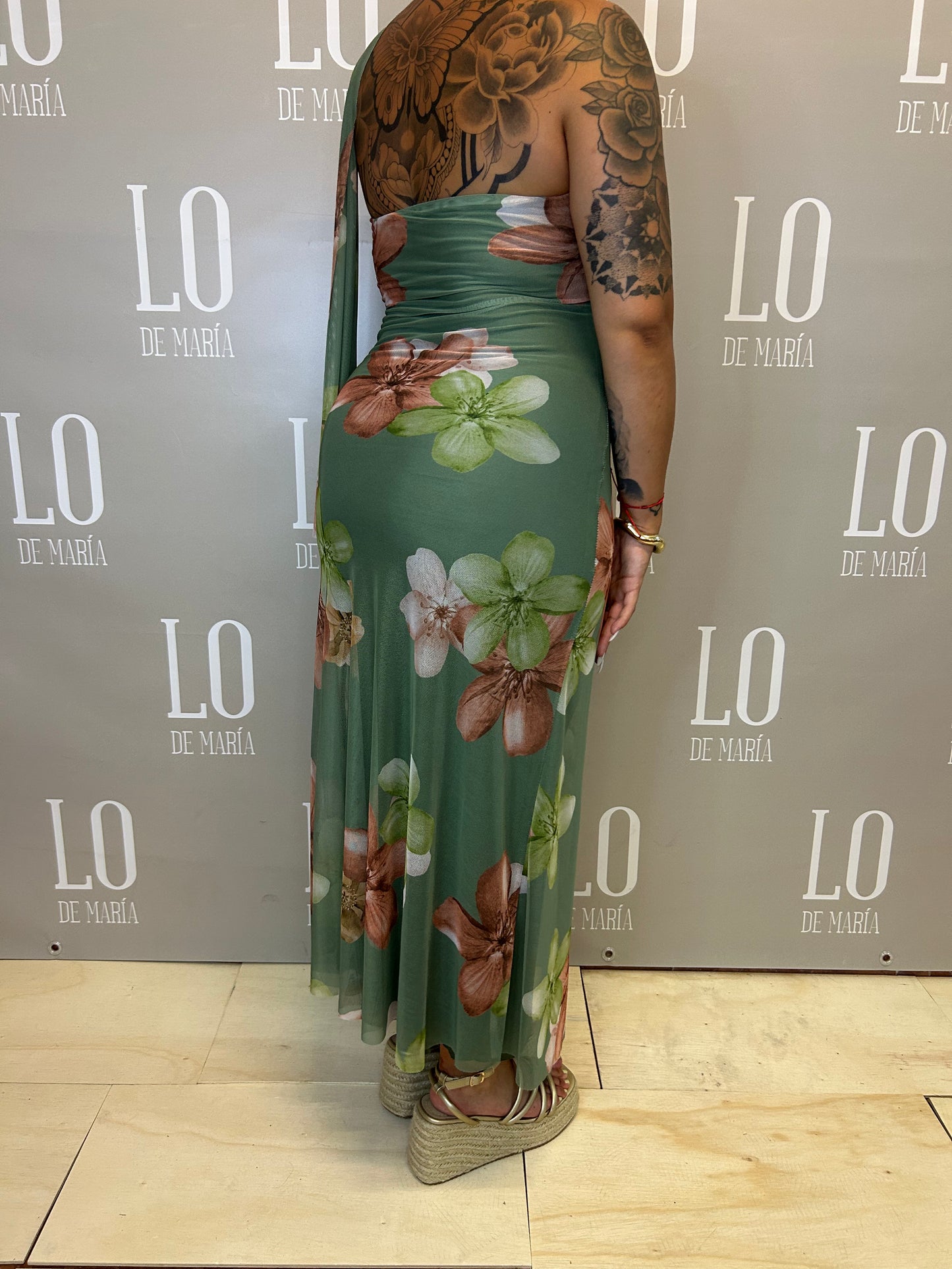 VESTIDO FLORAL LAZO VERDE