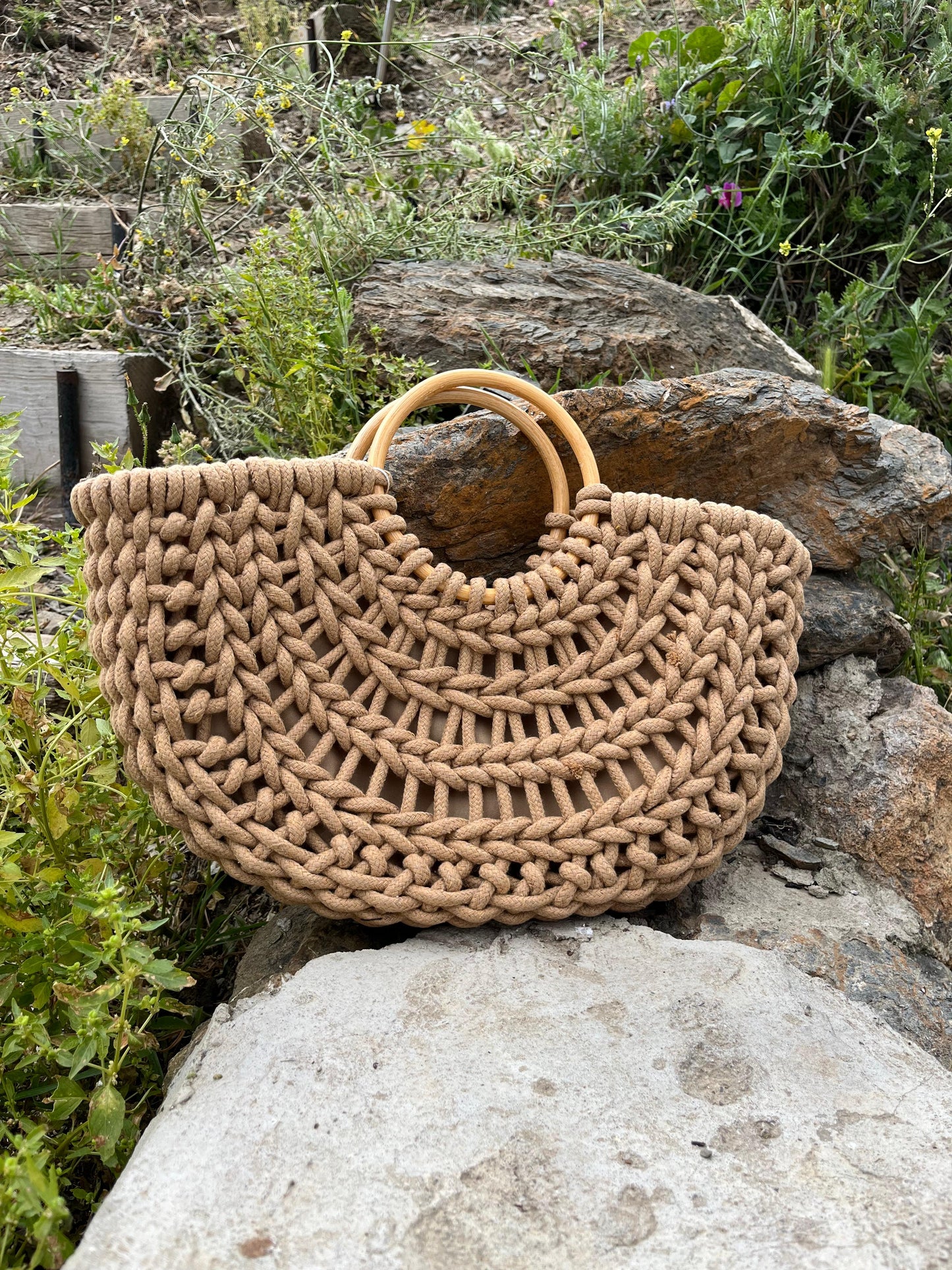BOLSO CROCHET MADERA "CASTAÑO"