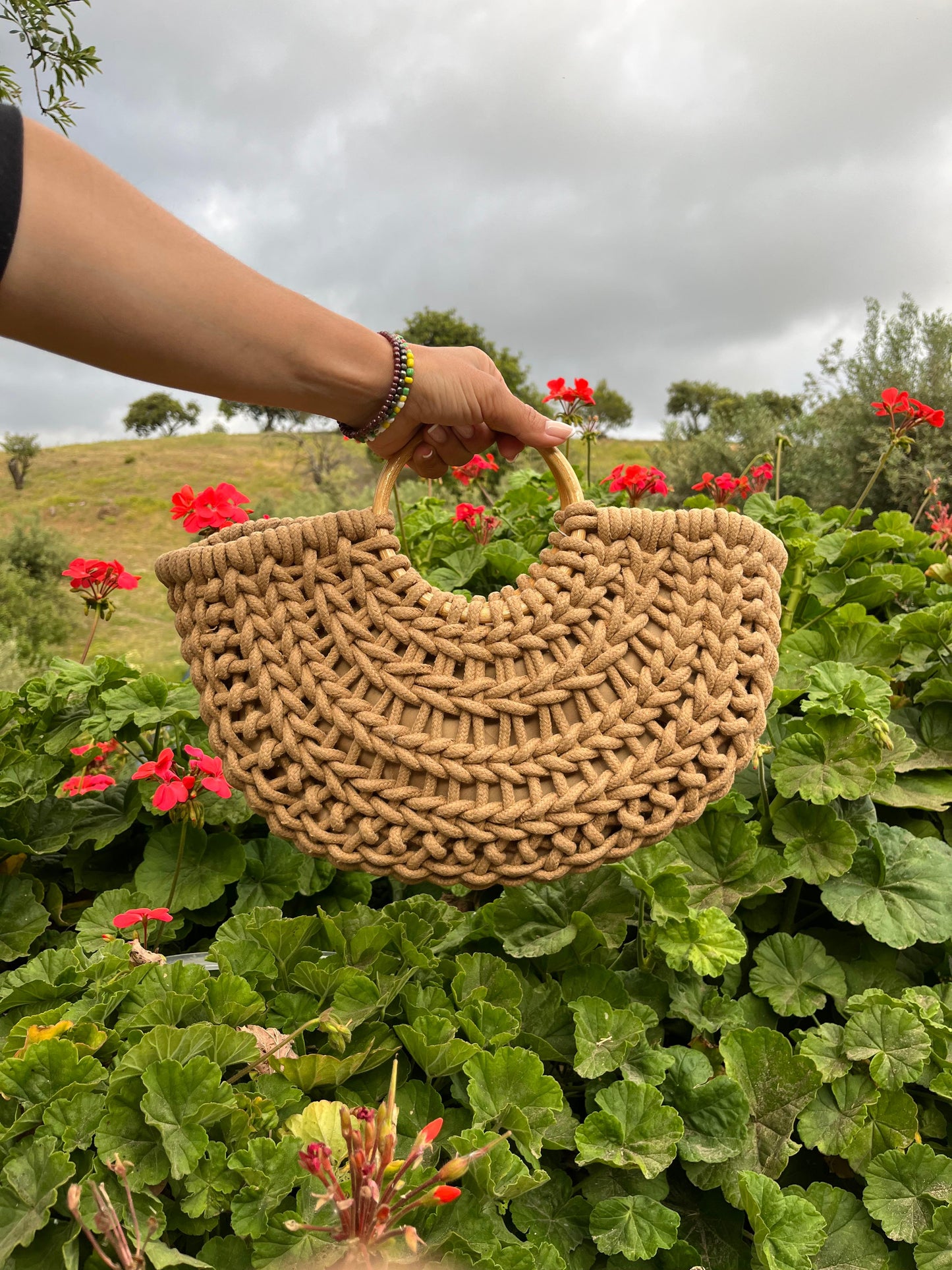 BOLSO CROCHET MADERA "CASTAÑO"