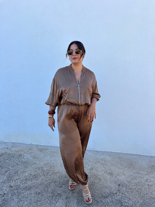 PANTALON SATÉN MARRÓN