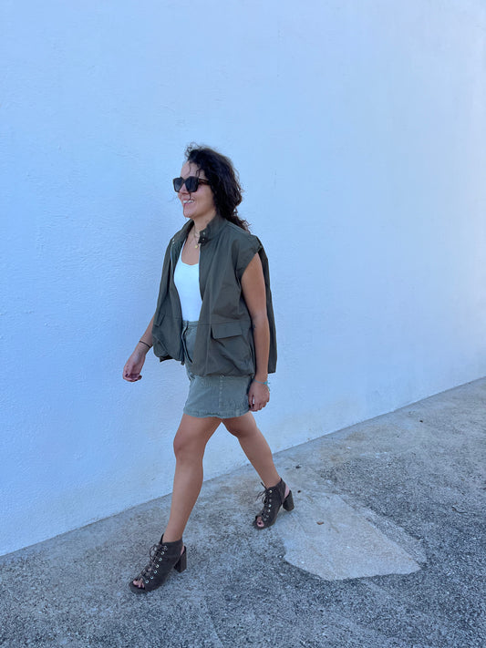 CHALECO BOMBER MOCCA VERDE