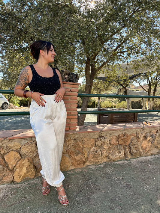PANTALON SATINADO BLANCO