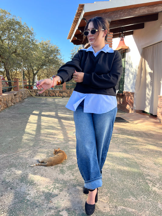 SUDADERA CAMISA NEGRA