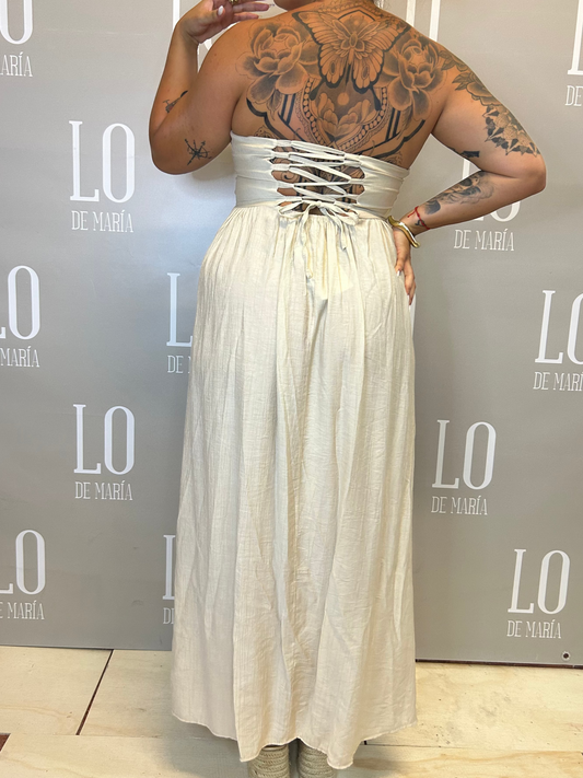 VESTIDO CORSÉ BEIGE