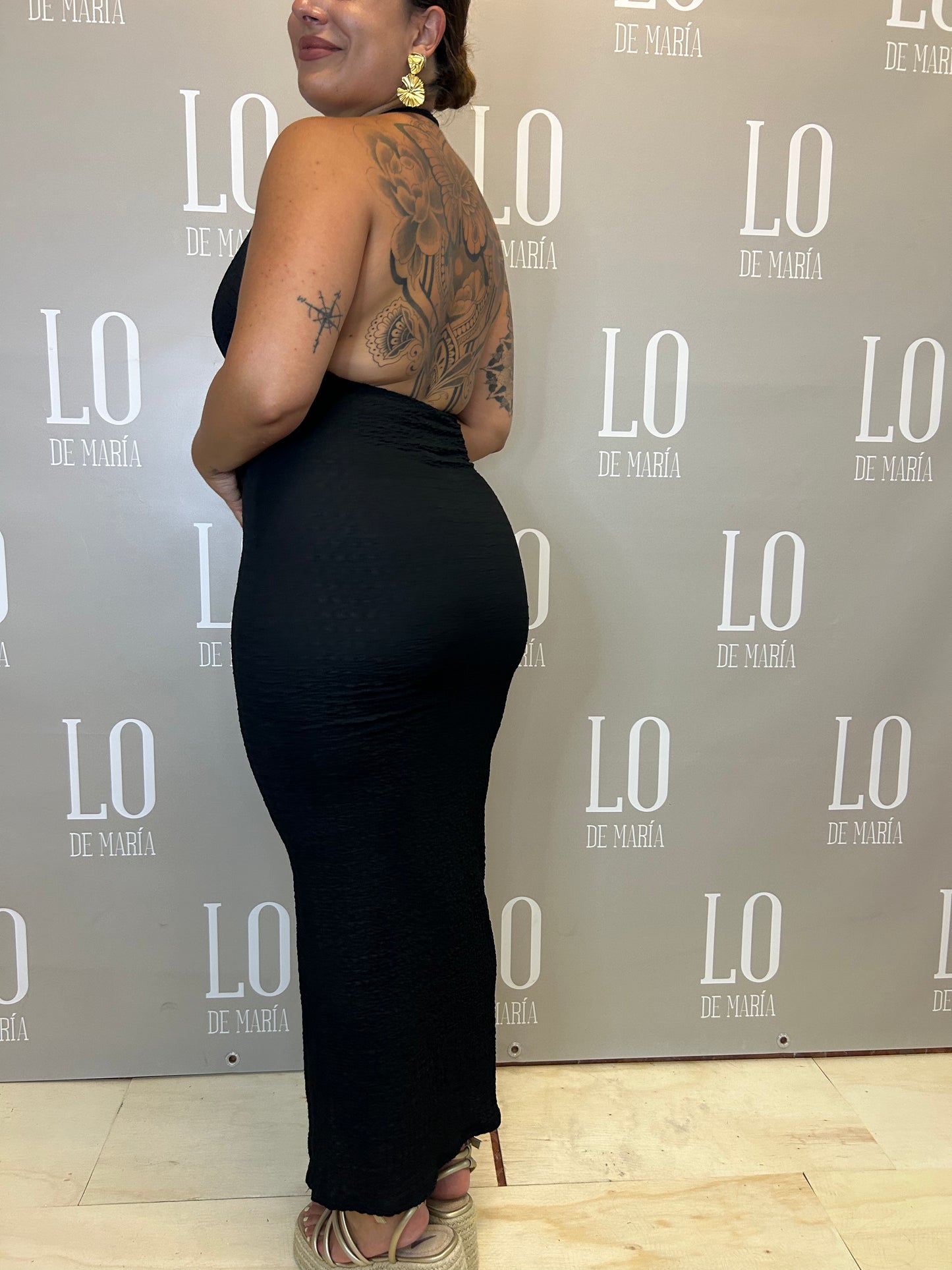 VESTIDO PICO LENCERO NEGRO